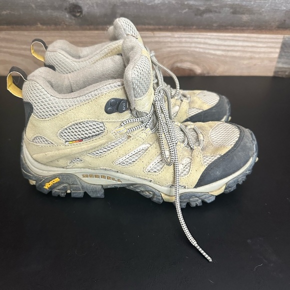Merrell Moab Mid Ventilator Hiking Boots Women 10 Taupe Vibram Lace Up J86592 - Picture 4 of 8